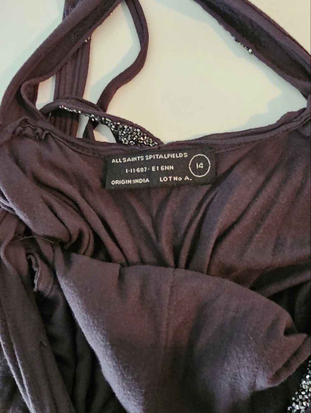 ALL SAINTS Grey  Tank with Silver Beading - Picture 2 of 8